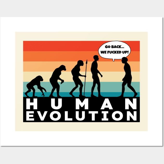 Retro Human Evolution Wall Art by KewaleeTee